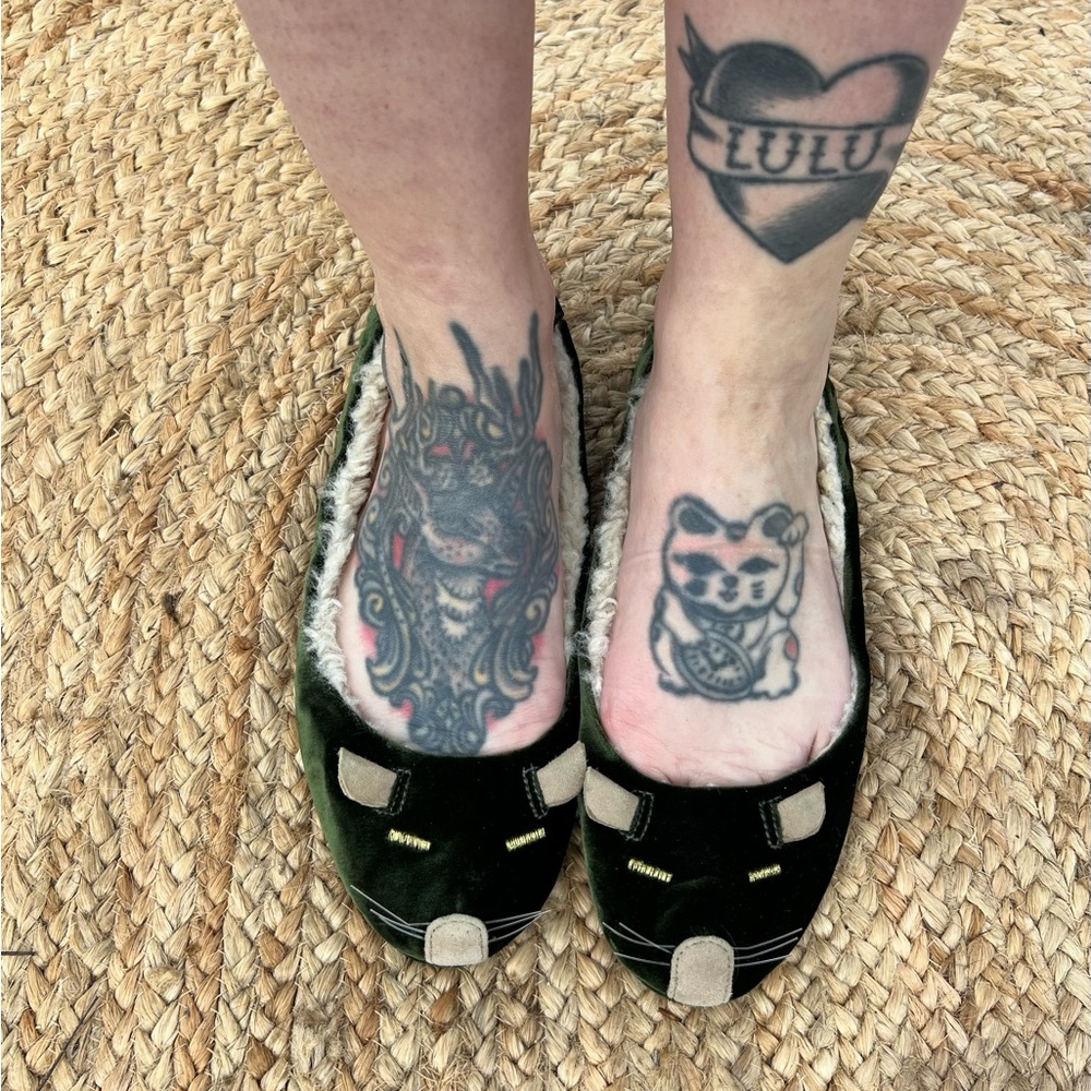Green Cat Face Slippers